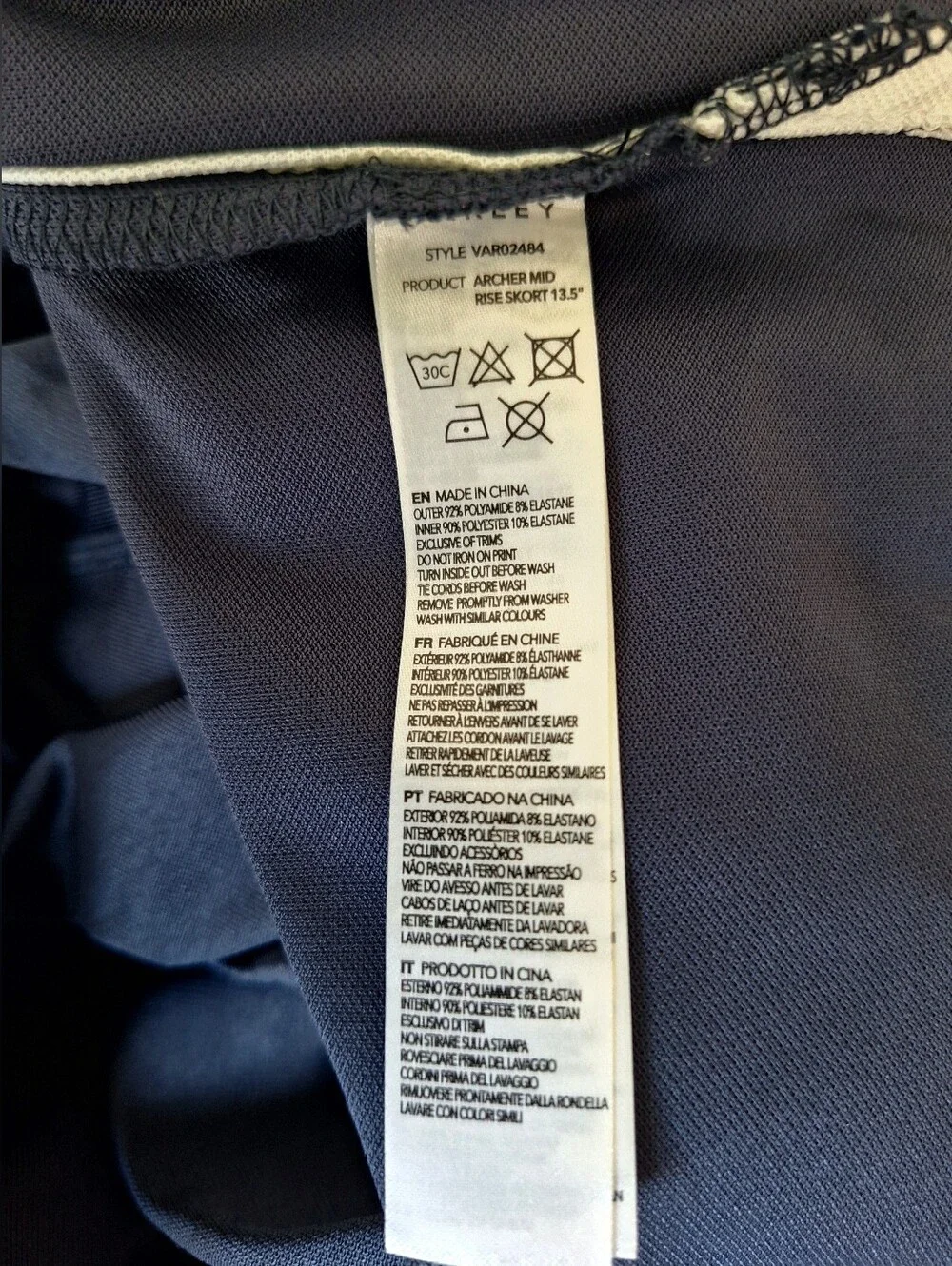 Varley Archer Mid Rise Pull On Athletic Skort 13.5 Navy Blue Nights Size Small - Picture 13 of 14